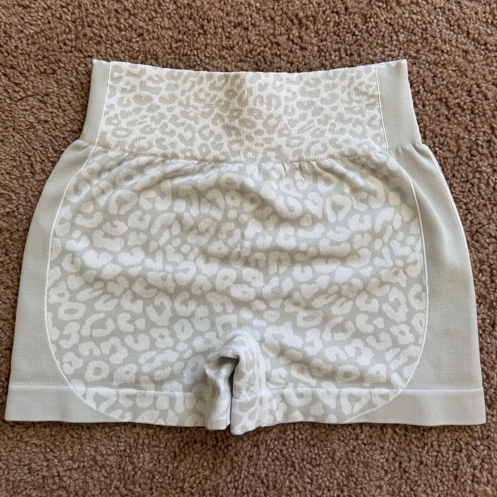White Leopard Print Athletic Shorts